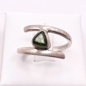 Size 8 Vintage Chrysoprase 925 Sterling Silver Ring